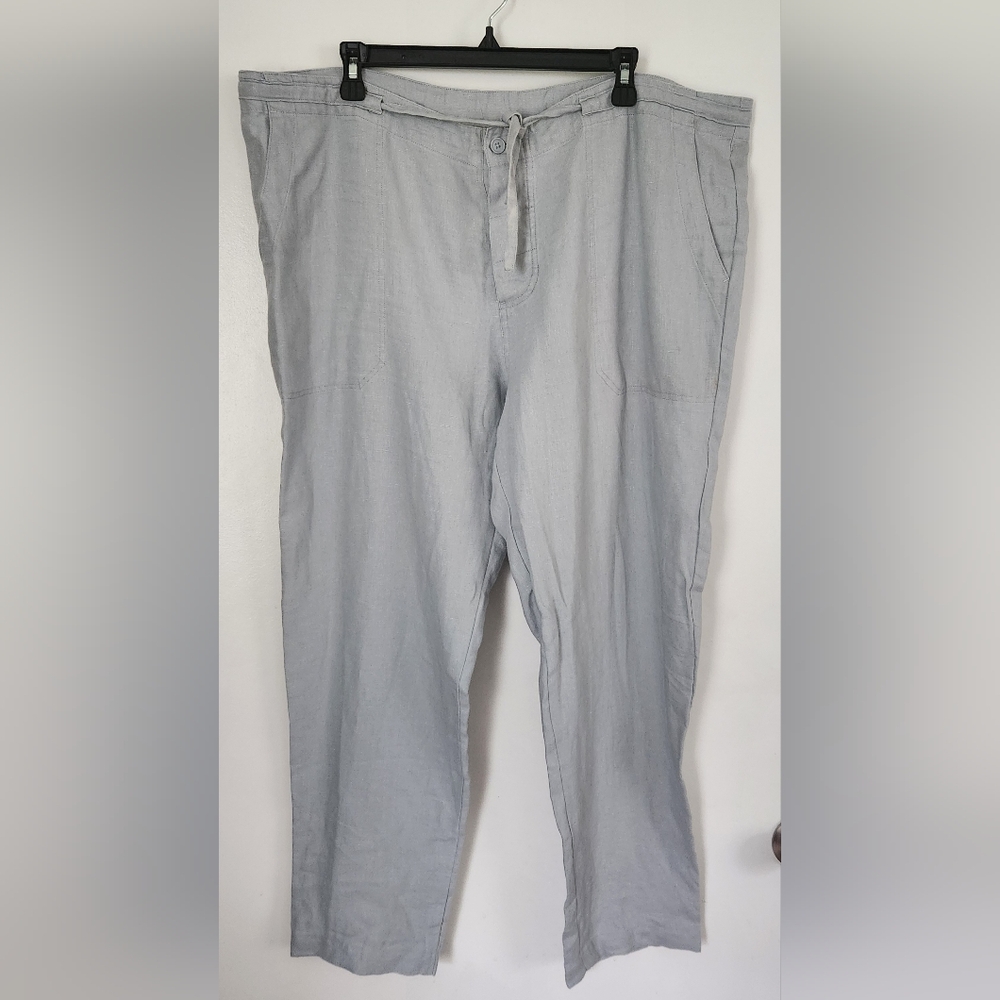 neiman marcus Mens Linen Pants Size 2XL Steel Blue